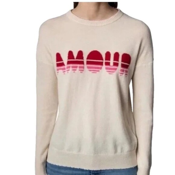 Zadig & Voltaire Paris Gaby Cashmere Wool Sweater Amour Cream Pink Small - Picture 1 of 9